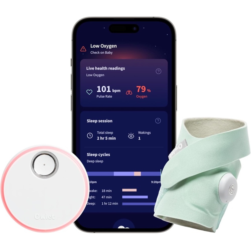 Smart Sock Baby Monitor - Mint and White